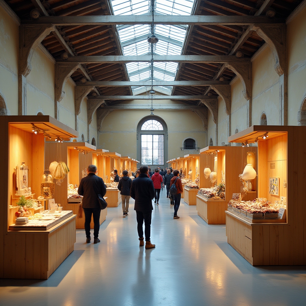 Mercato del design a Roma con stand allestiti professionalmente