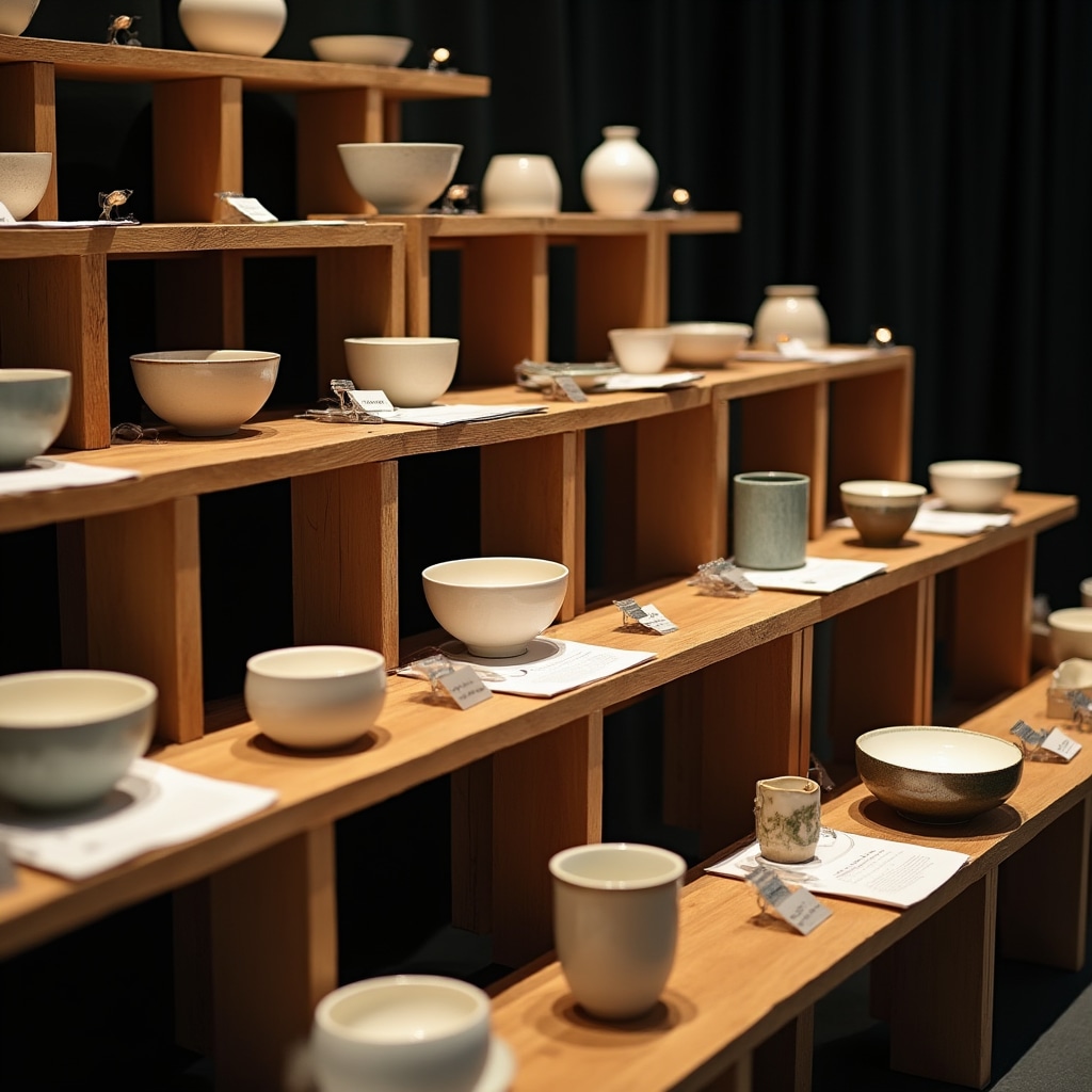 Stand di ceramica artigianale allestito per fiera del design